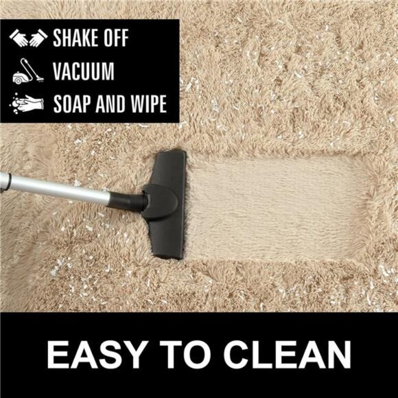 Fluffy Beige Bedroom Rug 2.6 x5.3 Feet,haggy Area Rugs for Bedroom Bedside Girls - Picture 7 of 8